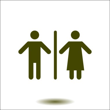 WC işareti simgesi. Erkek ve kadın tuvalet. Düz tasarım.