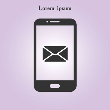 Akıllı telefon e-posta veya sms simgesi. Mobil posta işareti simgesi.