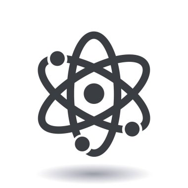Atom işareti simgesi. Atom bölümü simgesi. Düz tasarım stili.
