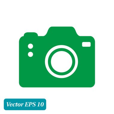 Fotoğraf kamera simgesi. DSLR kamera işareti simgesi. Dijital fotoğraf makinesi. Düz tasarım stili. 