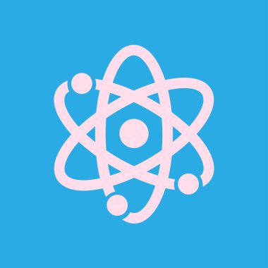 Atom işareti simgesi. Atom bölümü simgesi. Düz tasarım stili.