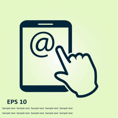 Değmek perde tablet Pc işareti simgesi. El işaretçi simgesi. Posta ekran Tablet PC.