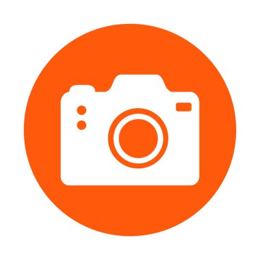 Fotoğraf kamera simgesi. DSLR kamera işareti simgesi. Dijital fotoğraf makinesi. Düz tasarım stili. 