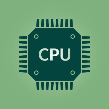 Devre kartı simgesi. Teknoloji düzeni kare simgesi. Düz tasarım stili.