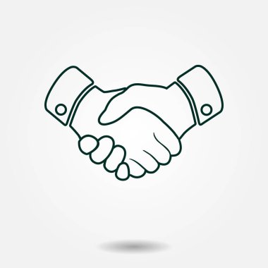 El sıkışma işareti simgesi. Başarılı iş sembolü. Düz tasarım stili.