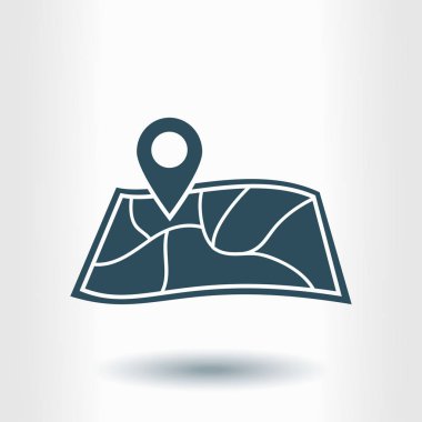 harita ve PIN, vektör çizim basit simgesi