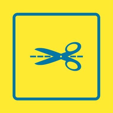 Makas ile kesme hatları simgesi. Rozet yer kesme.