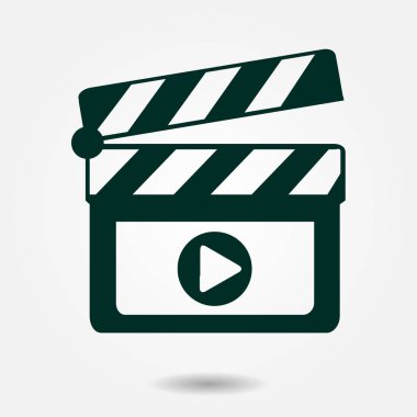 Film yapımcısı clapper kurulu simgesi. Düz tasarım stili.