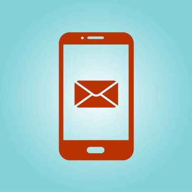Akıllı telefon e-posta veya sms simgesi. Mobil posta işareti simgesi.