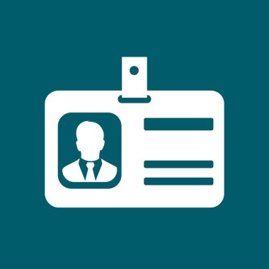 Kimlik kartı simgesi. Konferans katılımcı rozeti. Düz tasarım stili. 