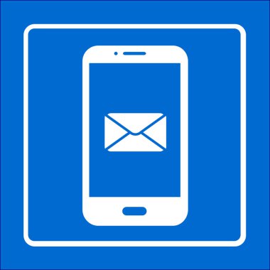 Akıllı telefon e-posta veya sms simgesi. Mobil posta işareti simgesi.