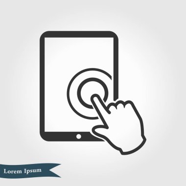 Değmek perde tablet Pc işareti simgesi. El işaretçi simgesi. 