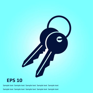 Anahtar simgesi. Kilit simgesi. Güvenlik işareti. Düz tasarım stili.