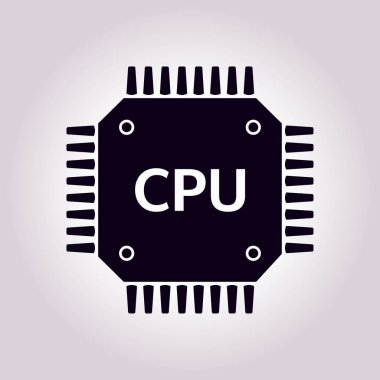 Devre kartı simgesi. Teknoloji düzeni kare simgesi. Düz tasarım stili.