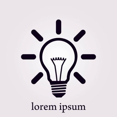 Işık lamba işareti simgesi. Fikir ampul simgesi. Düz tasarım stili.