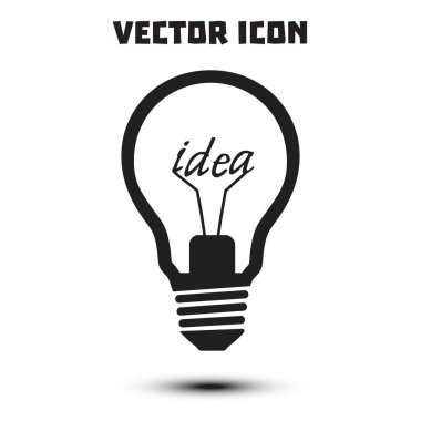 Işık lamba işareti simgesi. Fikir sembolü. Düz tasarım stili.