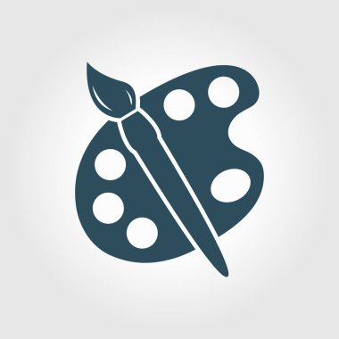 Boya fırça paleti simgesi ile. Düz tasarım stili.