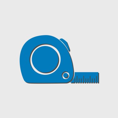 Mezura simgesi. Rulet inşaat sembolü. Boyutları ve ölçüleri. Bir kesim kartı oluşturma.