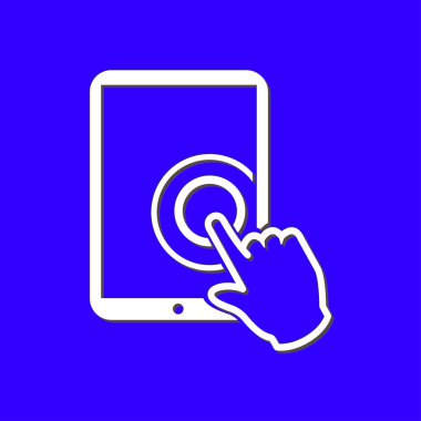 Değmek perde tablet Pc işareti simgesi. El işaretçi simgesi. 