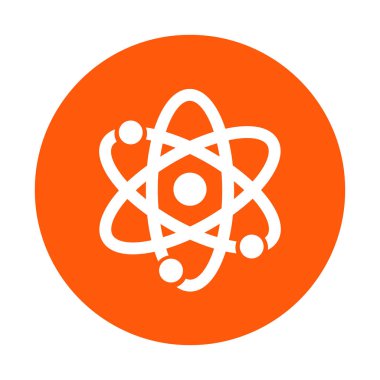 Atom işareti simgesi. Atom bölümü simgesi. Düz tasarım stili.