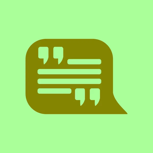 Quote icon. Quotation mark in speech bubble symbol. Direct oration sign.