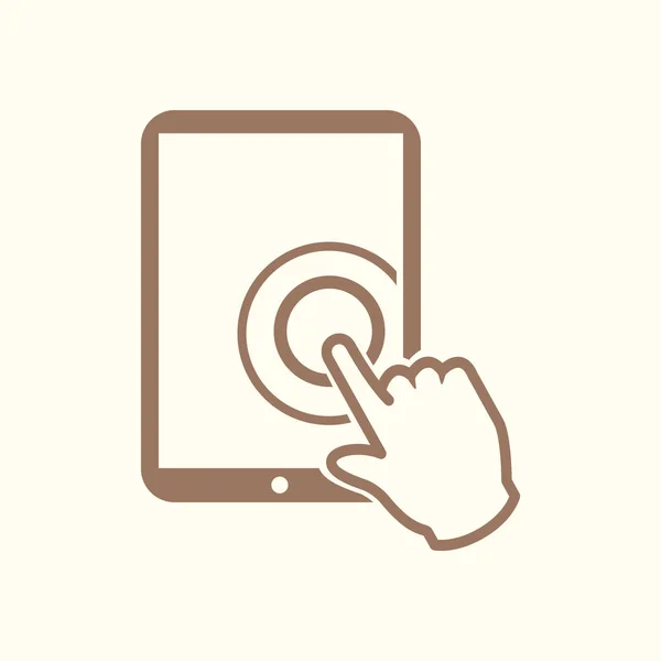 Tablet Ekranem Dotykowym Komputera Ikona Znak Ręka Symbol Wskaźnika — Wektor stockowy