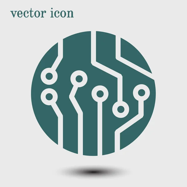 Circuit Board Icon Technology Scheme Square Symbol Flat Design Style — Stock Vector