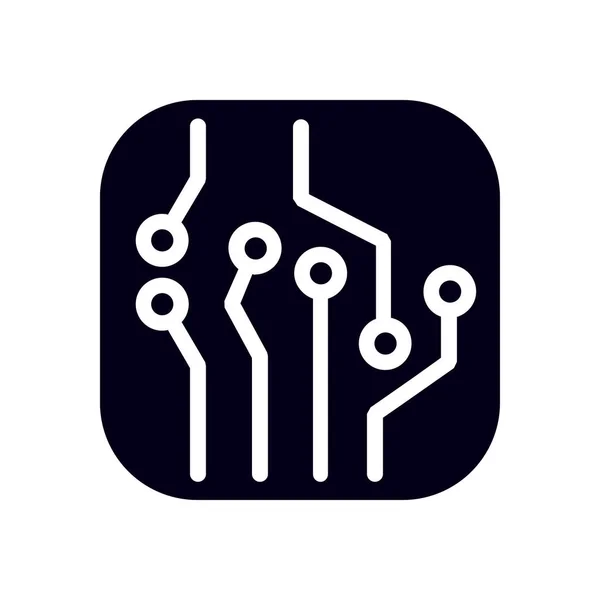 Icono Placa Circuito Esquema Tecnología Símbolo Cuadrado Estilo Diseño Plano — Archivo Imágenes Vectoriales