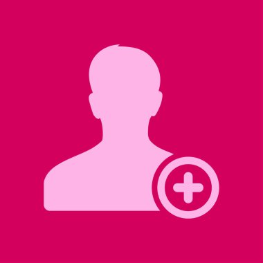 Kullanıcı işareti simgesi ekleyin. Arkadaş simgesi eklemek. Düz tasarım stili.