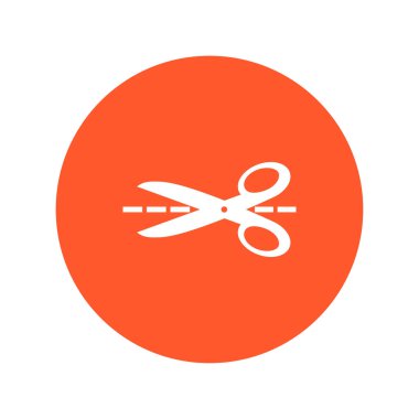 Makas ile kesme hatları simgesi. Rozet yer kesme.