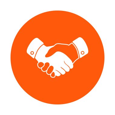 El sıkışma işareti simgesi. Başarılı iş sembolü. Düz tasarım stili.