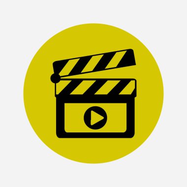 Film yapımcısı clapper kurulu simgesi. Düz tasarım stili.