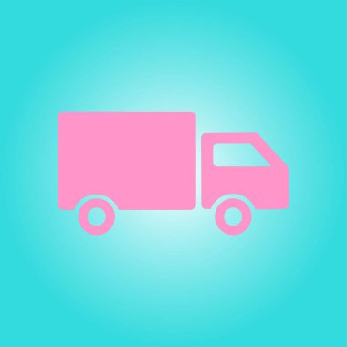 Teslimat kamyonu işareti simgesi. Kargo van sembolü. Sevk irsaliyelerini ve ücretsiz teslim. Düz stil. Vektör.