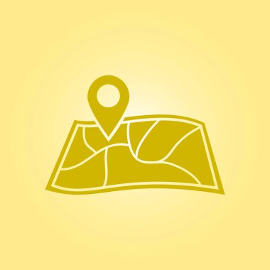 harita ve PIN, vektör çizim basit simgesi