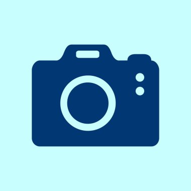 Fotoğraf kamera simgesi. DSLR kamera işareti simgesi. Dijital fotoğraf makinesi. Düz tasarım stili. 