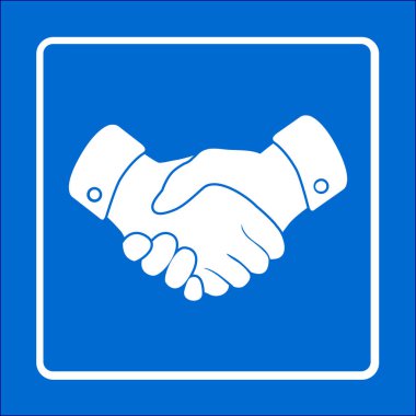 El sıkışma işareti simgesi. Başarılı iş sembolü. Düz tasarım stili.