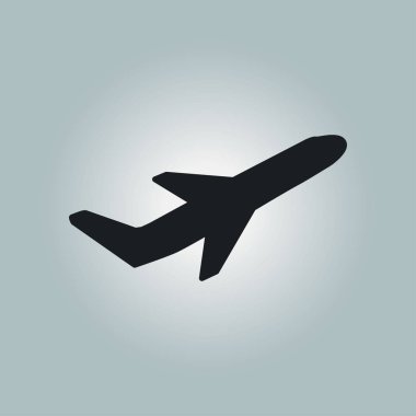 Uçak uçuş biletleri hava sinek seyahat kalkış siluet öğesi. Uçak sembolü. Seyahat etmek simge. Düz tasarım. 