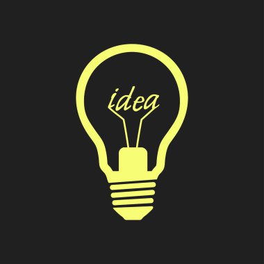 Işık lamba işareti simgesi. Fikir sembolü. Düz tasarım stili.