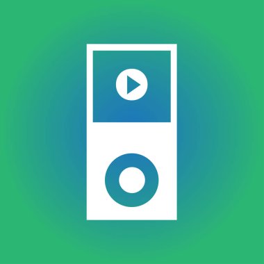 Taşınabilir kitle iletişim araçları oyuncu simgesi. Düz tasarım stili. 