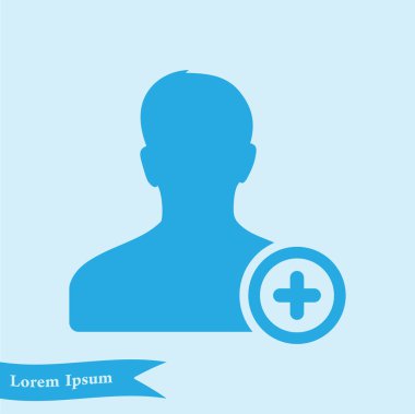 Kullanıcı işareti simgesi ekleyin. Arkadaş simgesi eklemek. Düz tasarım stili.