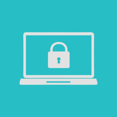 Dizüstü kilit simgesi. Düz tasarım tarzı. Vektör çizimi