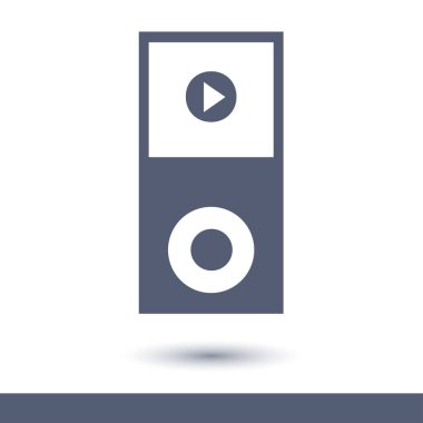 Taşınabilir kitle iletişim araçları oyuncu simgesi. Düz tasarım stili. 