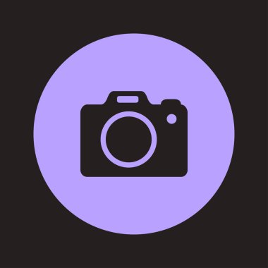 Fotoğraf kamera simgesi. DSLR kamera işareti simgesi. Dijital fotoğraf makinesi. Düz tasarım stili. 