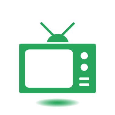 TV simgesi. Düz tasarım stili. Simge kitle iletişim araçları.  