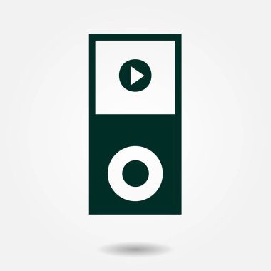 Taşınabilir kitle iletişim araçları oyuncu simgesi. Düz tasarım stili. 