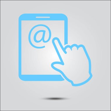 Değmek perde tablet Pc işareti simgesi. El işaretçi simgesi. Posta ekran Tablet PC.
