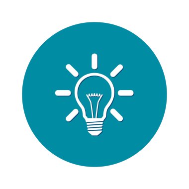 Işık lamba işareti simgesi. Fikir ampul simgesi. Düz tasarım stili.