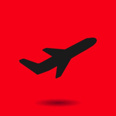 Uçak uçuş biletleri hava sinek seyahat kalkış siluet öğesi. Uçak sembolü. Seyahat etmek simge. Düz tasarım. 