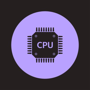 Devre kartı simgesi. Teknoloji düzeni kare simgesi. Düz tasarım stili.