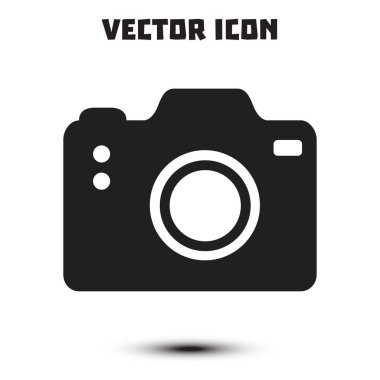 Fotoğraf kamera simgesi. DSLR kamera işareti simgesi. Dijital fotoğraf makinesi. Düz tasarım stili. 